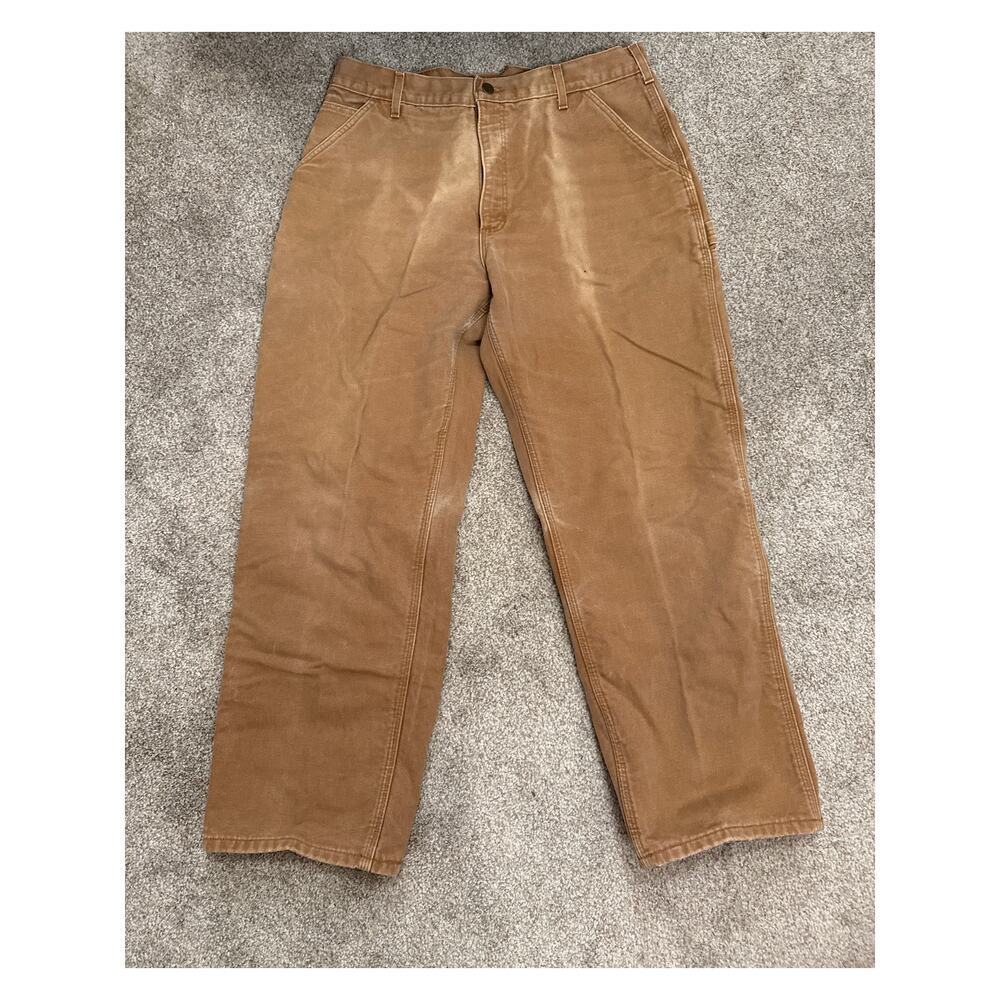 Carhartt Tan Canvas Workwear Distressed Utility Workwear Carpenter Pants,36x30